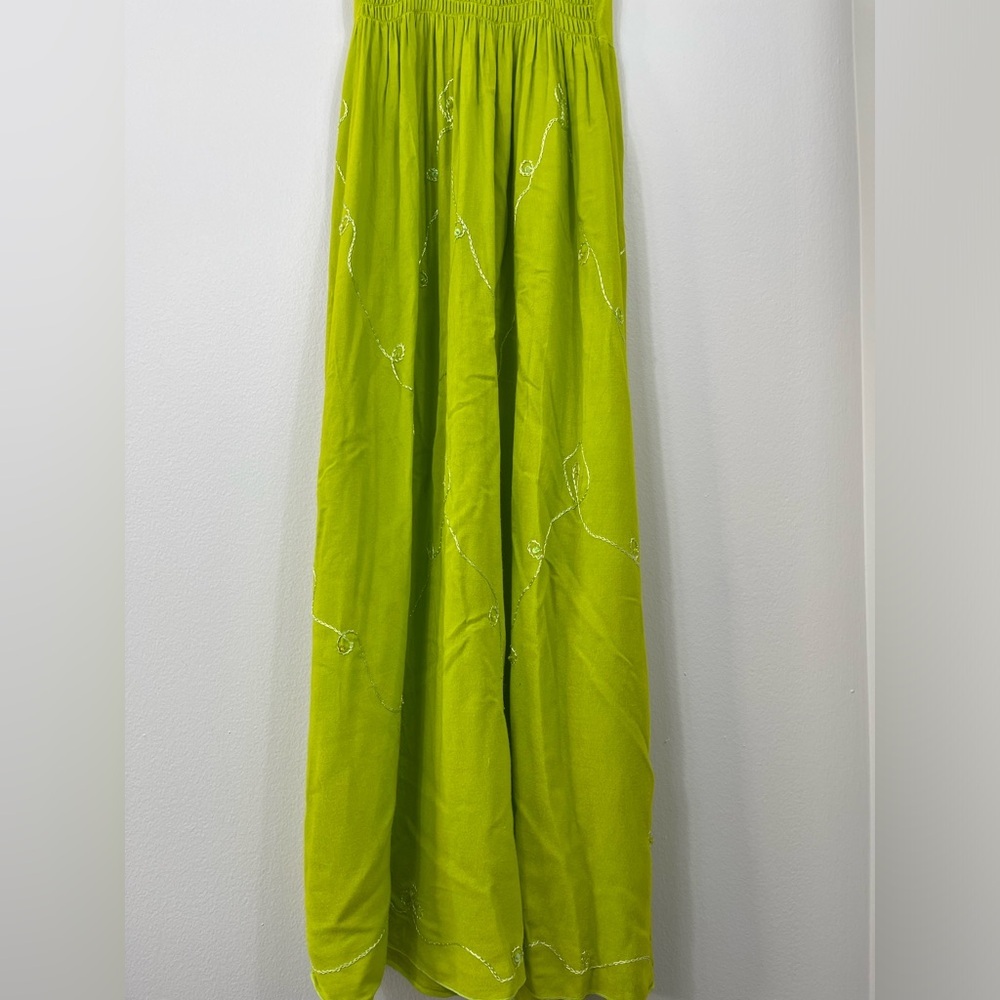 Iland Planet Miami Beach Elegant Green Embroidered Dress Straps Beach Size S/M? - Picture 11 of 16